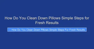 How Do You Clean Down Pillows Simple Steps for Fresh Results