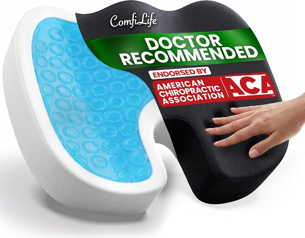 ComfiLife Premium Gel and Memory Foam Seat Cushion for Back and Sciati