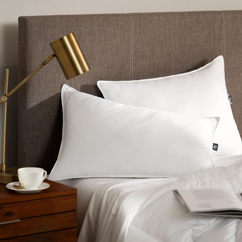 Serta Down Illusion hypoallergenic 2-pack pillows, soft/medium fill, ideal for side, stomach, back sleepers, queen, white