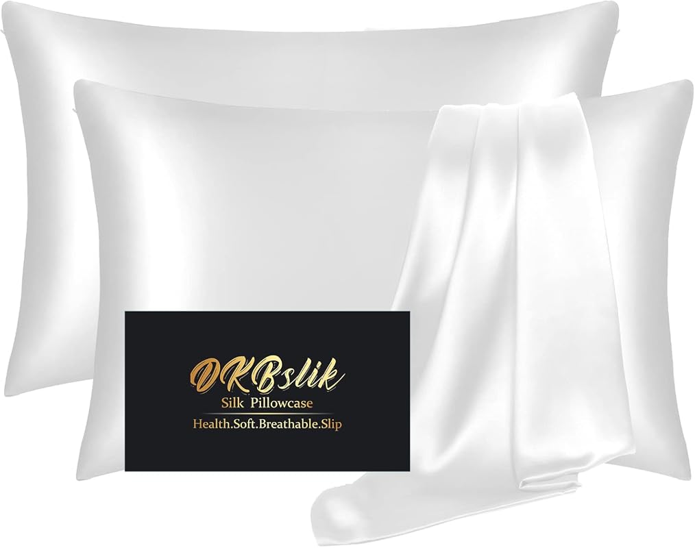 Silk Pillow Cases 2 Pack, Mulberry Silk, Anti-Acne Beauty Sleep, Both 