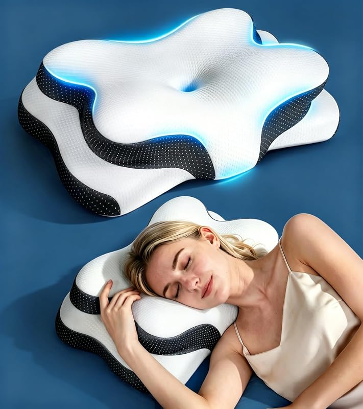 Osteo Cervical Neck Pillow – Pain Relief with Q-max 3X Cooling, Foam,