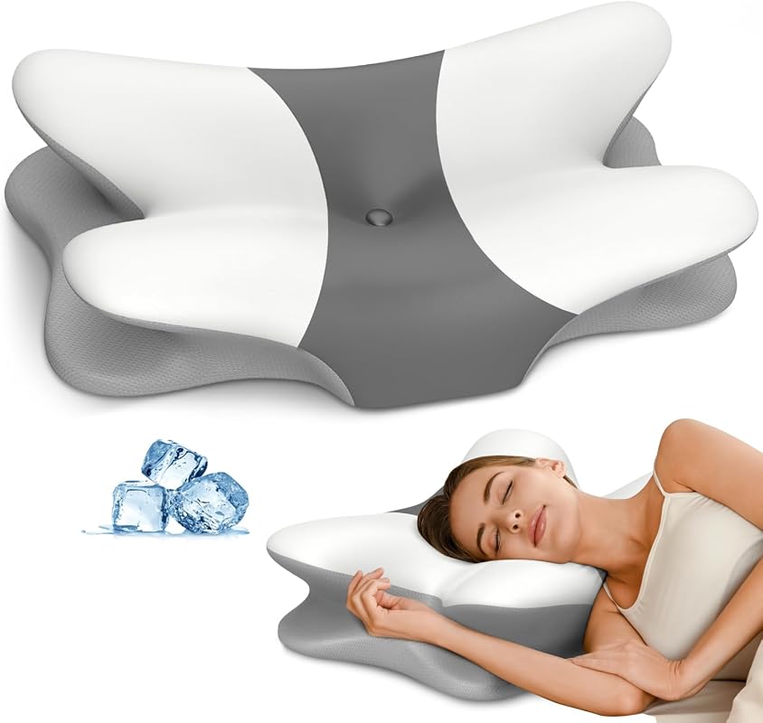 Ergonomic Contour Cervical Pillow with Memory Foam, Cooling, Supports 