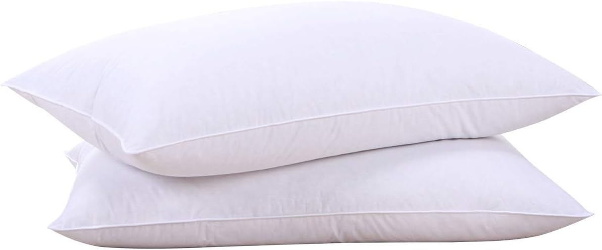 Puredown Goose Feather and Down Bed Pillows, 100% Cotton Cover, Hotel