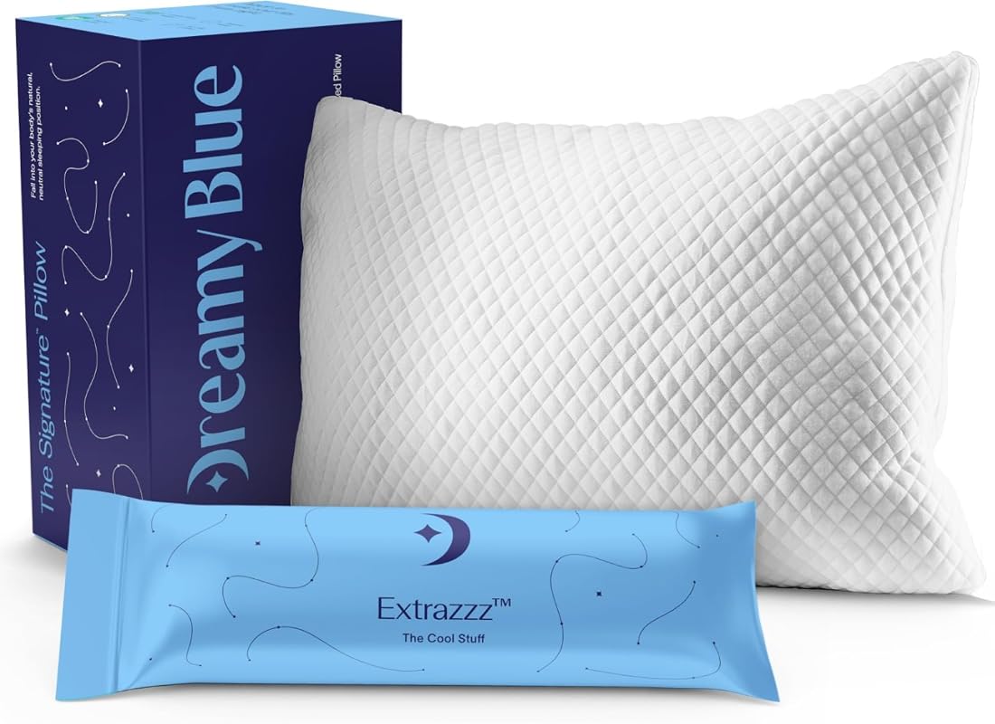 DreamyBlue Memory Foam Pillow – Washable, Neutral Spinal Alignment for