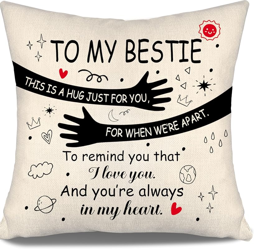 Hug Throw Pillow Cover, Meaningful Long Distance Friendship Gift for B