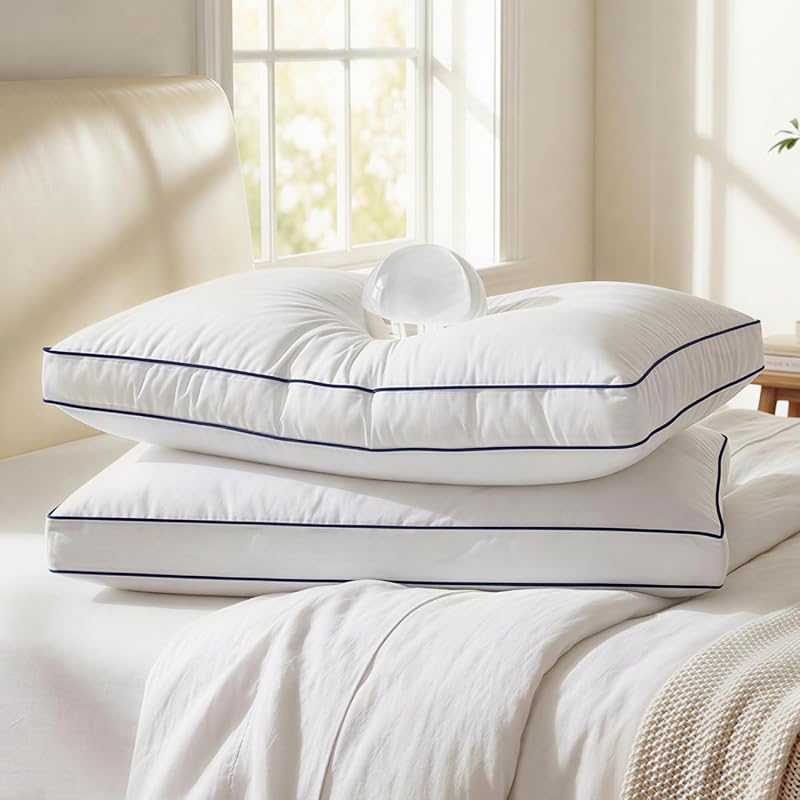 Down Pillows Queen Set, Hotel Gusseted Pillow, Soft Fluffy Support, Co
