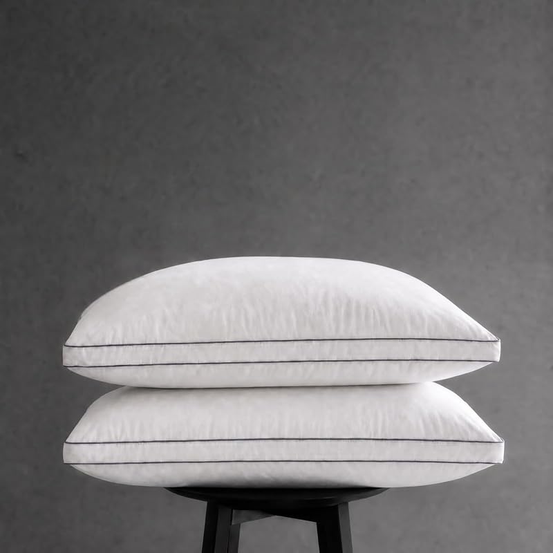 Goose Down Pillow Queen Size, 3-Layer Design, 600 Thread Count Cotton