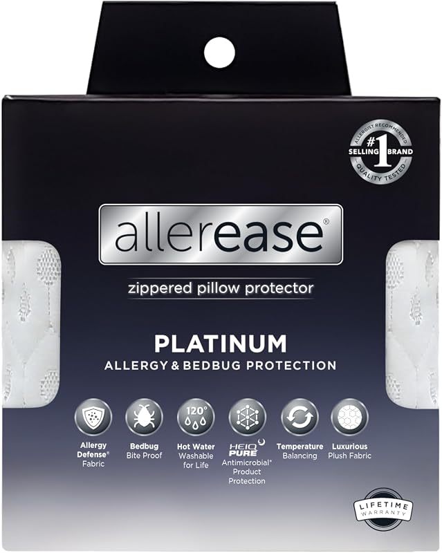 AllerEase Platinum Allergy Knit Pillow Protector, Standard/Queen Size